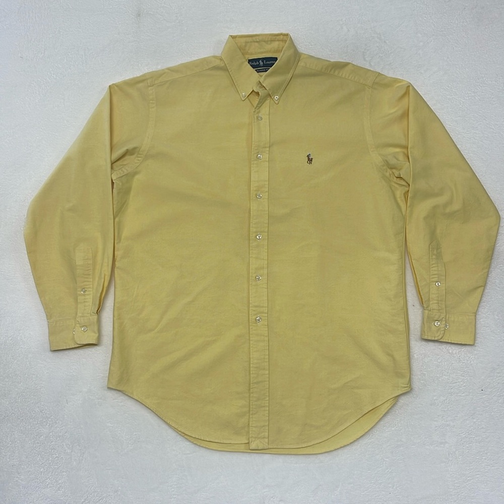 Ralph Lauren Classic Fit Light Yellow Long Sleeve Button Shirt Mens sz 16, 34/35